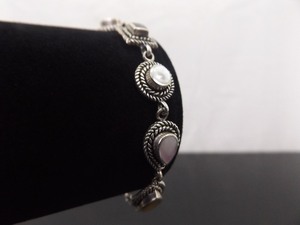 lot 42 image: .925 Sterling Silver Multi Colored Inlayed Mother of Pearl Bracelet