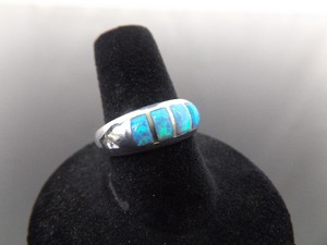 lot 55 image: .925 Sterling Silver Opal Ring Size 8