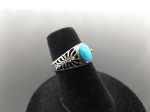 lot 61 image: .925 Sterling Silver Turquoise Cabochon Native American Squash Blossom Size 5