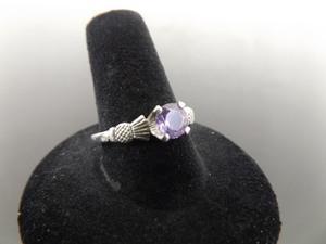 lot 65 image: .925 Sterling Silver Amethyst Solitaire Ring Size 9