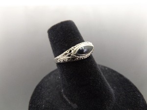 lot 74 image: .925 Sterling Silver Inlayed Black Onyx Ring Size 5
