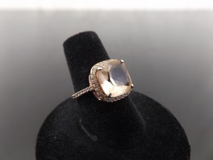 lot 76 image: .925 Sterling Silver Rose Gold Quartz Crystal Ring Size 7