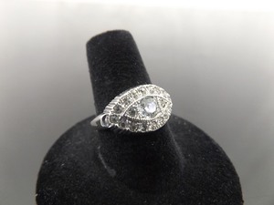 lot 80 image: .925 Sterling Silver Evil Eye Zirconia Crystal Ring Size 8