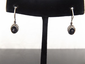 lot 88 image: .925 Sterling Silver Deep Purple Amethyst Hook Latch Earrings