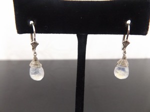 lot 89 image: .925 Sterling Silver Moonstone Dangle Hook Latch Earrings