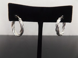 lot 100 image: .925 Sterling Silver Twisted Hoop Hinged Post Earrings