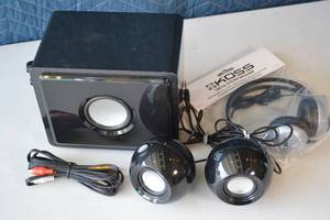 lot 75 image: TV Speaker System with AV Cable and KOSS Stereophone Headphones