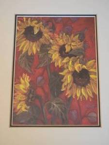 lot 95 image: White Sunflowers Framed  Dcor Prints