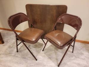 lot 163 image: Folding Card Table & Two Chairs