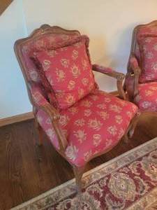 lot 1 image: Ornate Louis XV Armchair Pairing