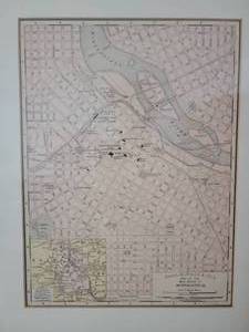 lot 158 image: Vintage Map of Minneapolis Framed