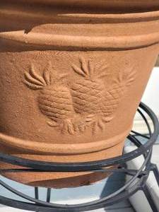 lot 77 image: Large Terracotta Planter Pineapple Pattern (Geraniums) Quantity Two
