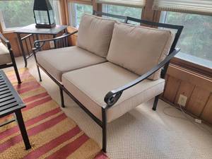 lot 15 image: Scrolled Arm Aluminum Patio Loveseat A
