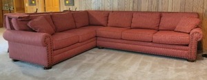 lot 7 image: North Carolina Red Sectional Sofa by Taylor King