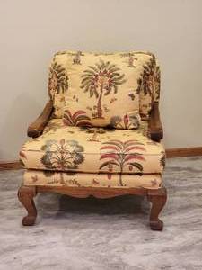 lot 11 image: Stunning Custom Regency Pattern Armchair Pair
