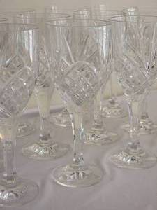 lot 55 image: Sparkling Cut Crystal Wine Glasses (12)