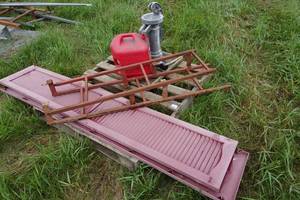 lot 161 image: Assorted Items - Ladder, Shutters, Pump