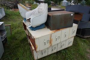 lot 206 image: Assorted File Cabinets and Boat Seats