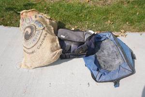 lot 268 image: Ryobi Tool Bag, Lunch Box Cooler Bag and Assorted Burlap Sacks