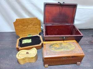 lot 35 image: Four Wooden Jewelry Boxes