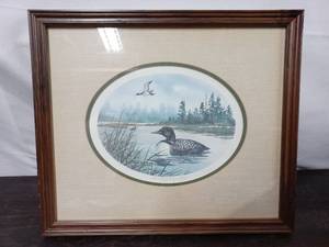 lot 17 image: Framed David Hagerbaumer Loon Print