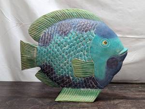 lot 116 image: Large Hand Painted and Carved Fish