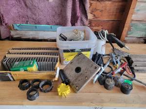 lot 201 image: Lot of Assorted Hardware and Supplies - Plug Adapters, Eye Screws, Bolts, Pneumatic Brake Bleeder and More - NO SHIPPING