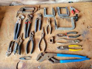 lot 57 image: Channel Lock Pliers, C-Clamps, Valve Spring Compressor and More