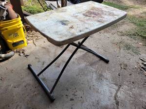 lot 126 image: Folding Poly Table - Adjustable Height - NO SHIPPING