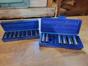 lot 148 image: Standard 38 & 14 Drive Deepwell Sockets - Sizes from 1316 to 316