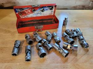 lot 151 image: Lot of Assorted 38 Drive Standard Swivel Sockets - Sizes from 34 to 38