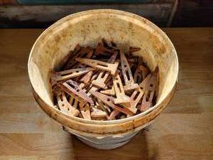 lot 164 image: Bucket of Steel Concrete Wedge Anchor Bolts - Most Seem to be 3.75 x 1.25 - NO SHIPPING