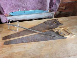 lot 178 image: (2) Hand Saws and Mortar Mixing Bit - NO SHIPPING