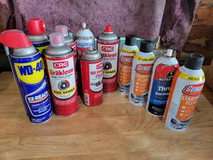 lot 184 image: Starting Fluid, Brake Cleaner, WD-40 and More - NO SHIPPING