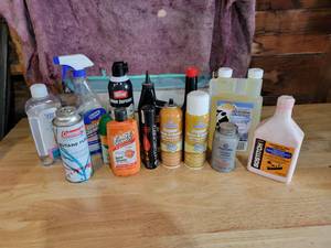 lot 186 image: Permatex Copper Spray-A-Gasket, window Cleaner, Power Steering Fluid, Permethrin Concentrate and More - NO SHIPPING