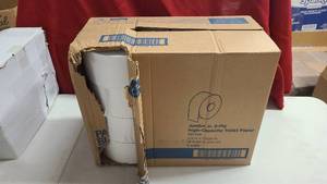 Box of Pacific Blue Jumbo Jr. 2ply bathroom rolls