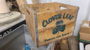Clover Leaf Branded wooden crate