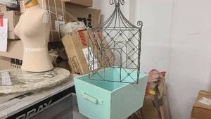 Small Teal Hamper and Garden lantern decor