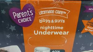 Parents Choice Boys and Girls nighttime underwear