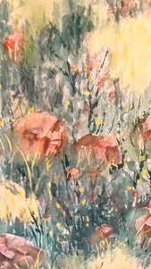lot 109 image: Stunning Original Floral Watercolor Painting by Virginia Bergstrom