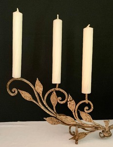 lot 123 image: Vintage Regency Style Gilded Metal Taper Candle Holder