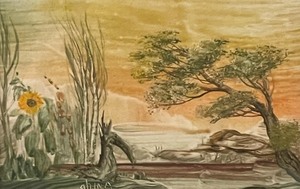 lot 138 image: Vintage Original Landscape Painting by Ghina