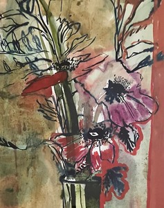 lot 141 image: Vibrant Floral Orignal Artwork by Edie Vendel