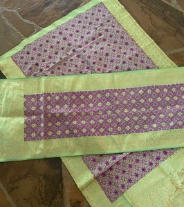 lot 156 image: Bright and Beautiful Lime Green, Purple and Gold Table Linens