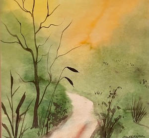 lot 157 image: Summer Framed Original Watercolor Painting by Maxim