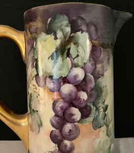 lot 170 image: Vintage Hand Painted Grape Motif Porcelain Pitcher
