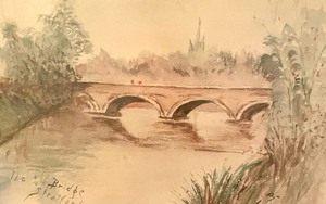 lot 189 image: The Old Bridge Stratford Vintage Framed Print by E.B.