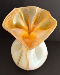 lot 58 image: Orient and Flume Iridescent Glass Luster Bag Vase