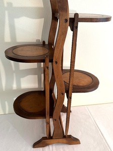 lot 64 image: Antique Mahogany Four Tiered Folding Cake Stand
