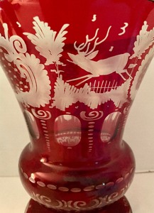 lot 191 image: Large Moser Glass Cut to Clear Ruby Red Vase